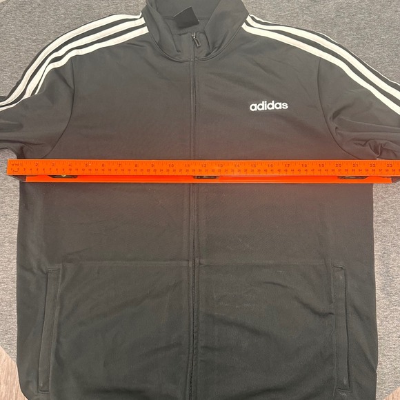 Adidas Track Jacket Black White Full Zip 3 Stripe Logo Athletic Men's L Classic - Picture 8 of 9